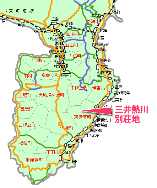 エンゼルフォレスト伊豆熱川別荘地最寄り路線図