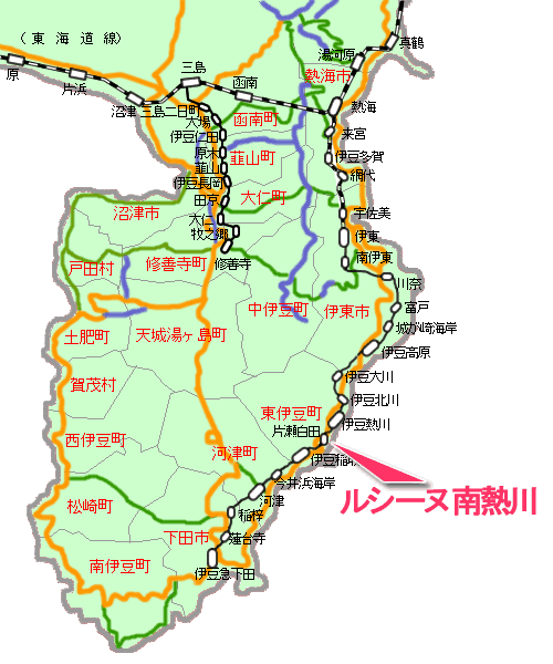 ルシーヌ南熱川最寄り路線図