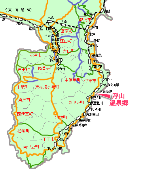 浮山温泉郷最寄り路線図