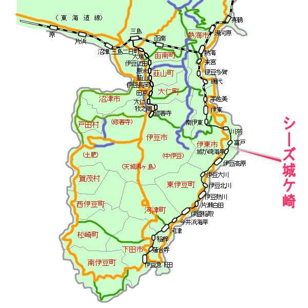 シーズ城ヶ崎最寄り路線図
