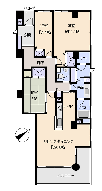 熱海市 朝日フレール熱海の間取り、または地形