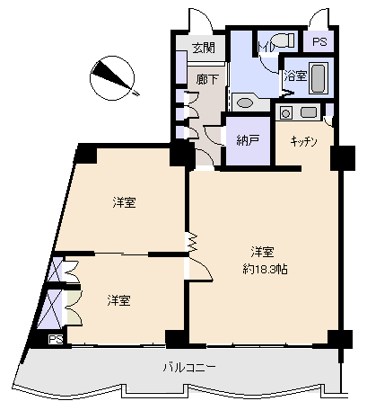 熱海市 中銀ライフケア熱海水口２２号館の間取り、または地形