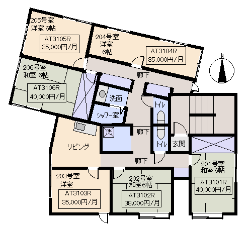 熱海市 来の宮旭マンションの間取り、または地形
