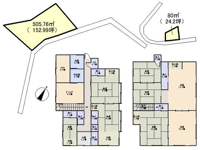 熱海市 水口町の間取り、または地形