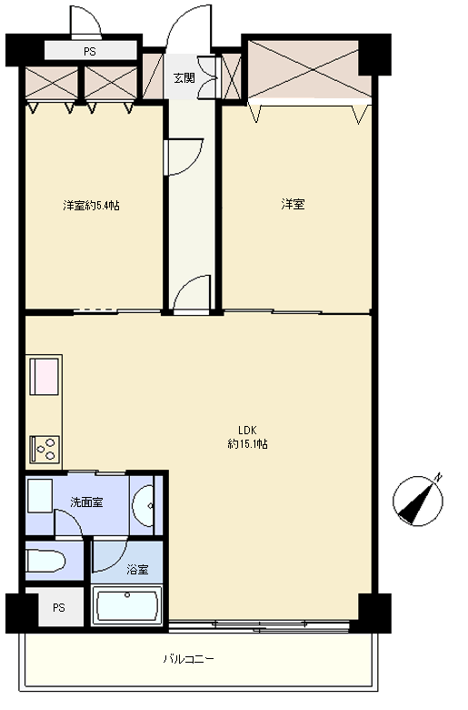 熱海市 フジタ第二熱海マンションの間取り、または地形