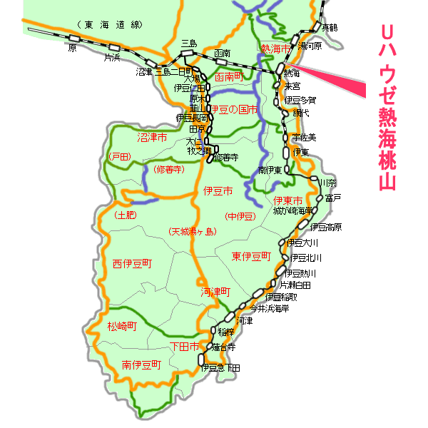 Ｕハウゼ熱海桃山最寄り路線図