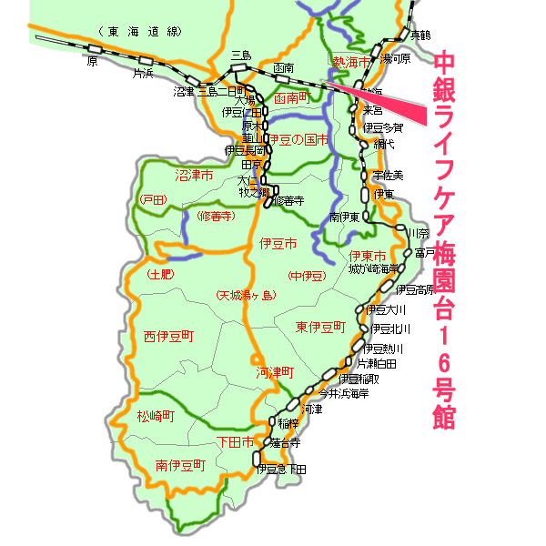中銀ライフケア梅園台１６号館最寄り路線図
