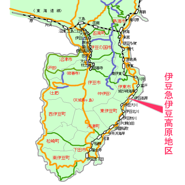 伊豆急伊豆高原地区最寄り路線図