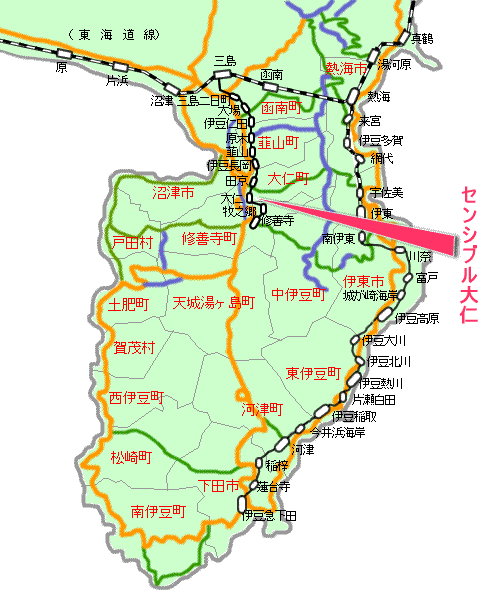 センシブル大仁最寄り路線図