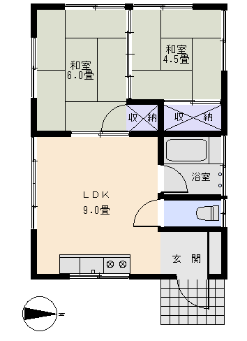 下田市 太陽苑の間取り、または地形
