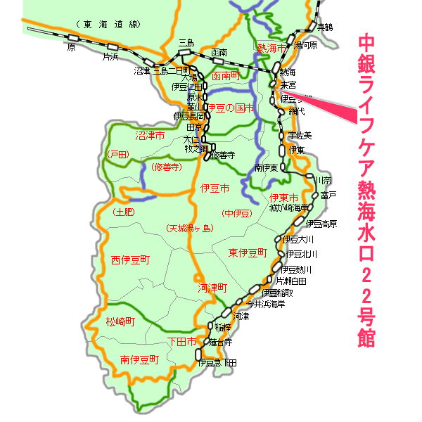 中銀ライフケア熱海水口２２号館最寄り路線図